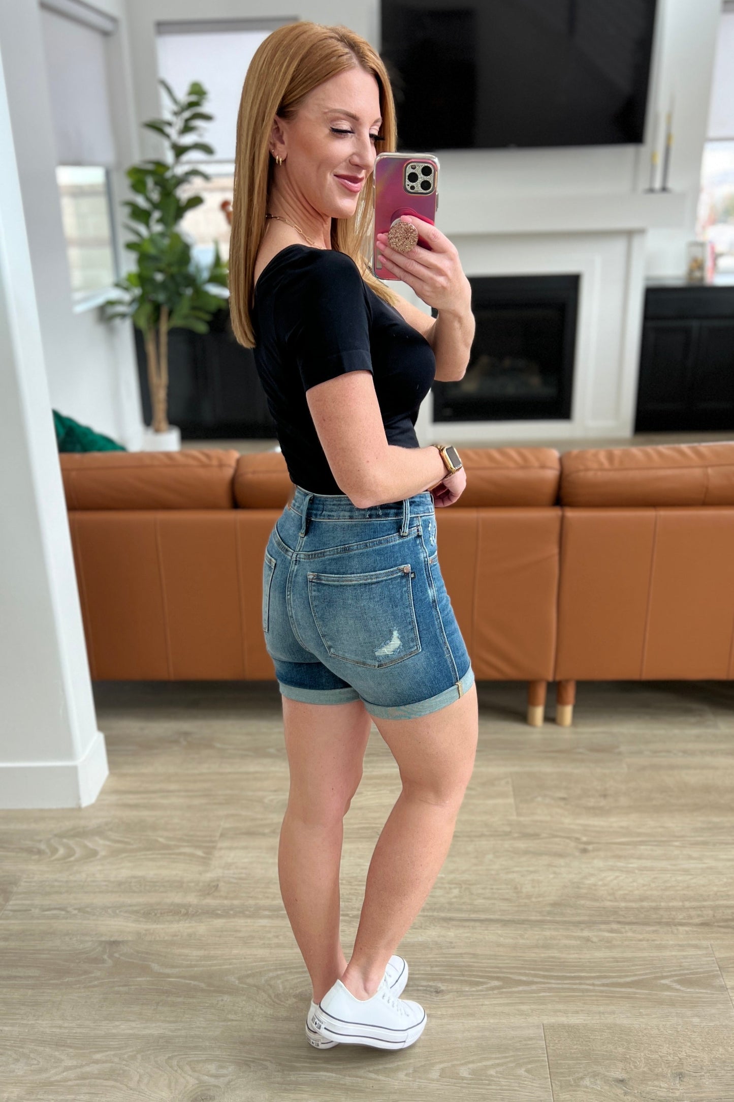 Judy Blue Tummy Control Vintage Wash Cuffed Shorts