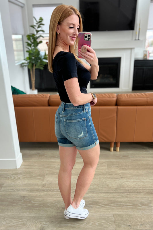 Judy Blue Tummy Control Vintage Wash Cuffed Shorts