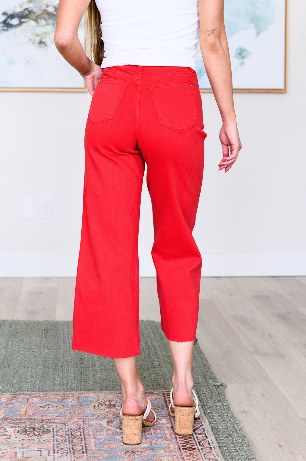 Judy Blue Red Tummy Control Crop Denim