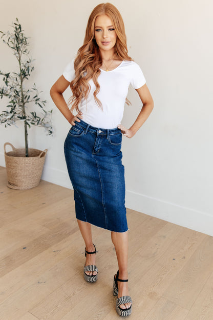 Judy Blue Midi Denim Skirt