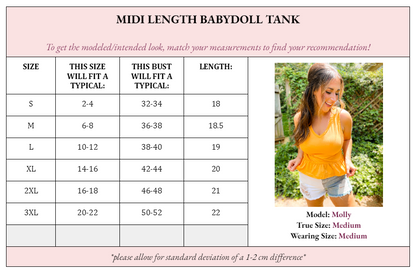 Margo Midi Length Babydoll Tank