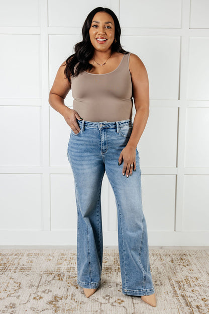 Judy Blue Side Seam Detail Wide Leg Jeans