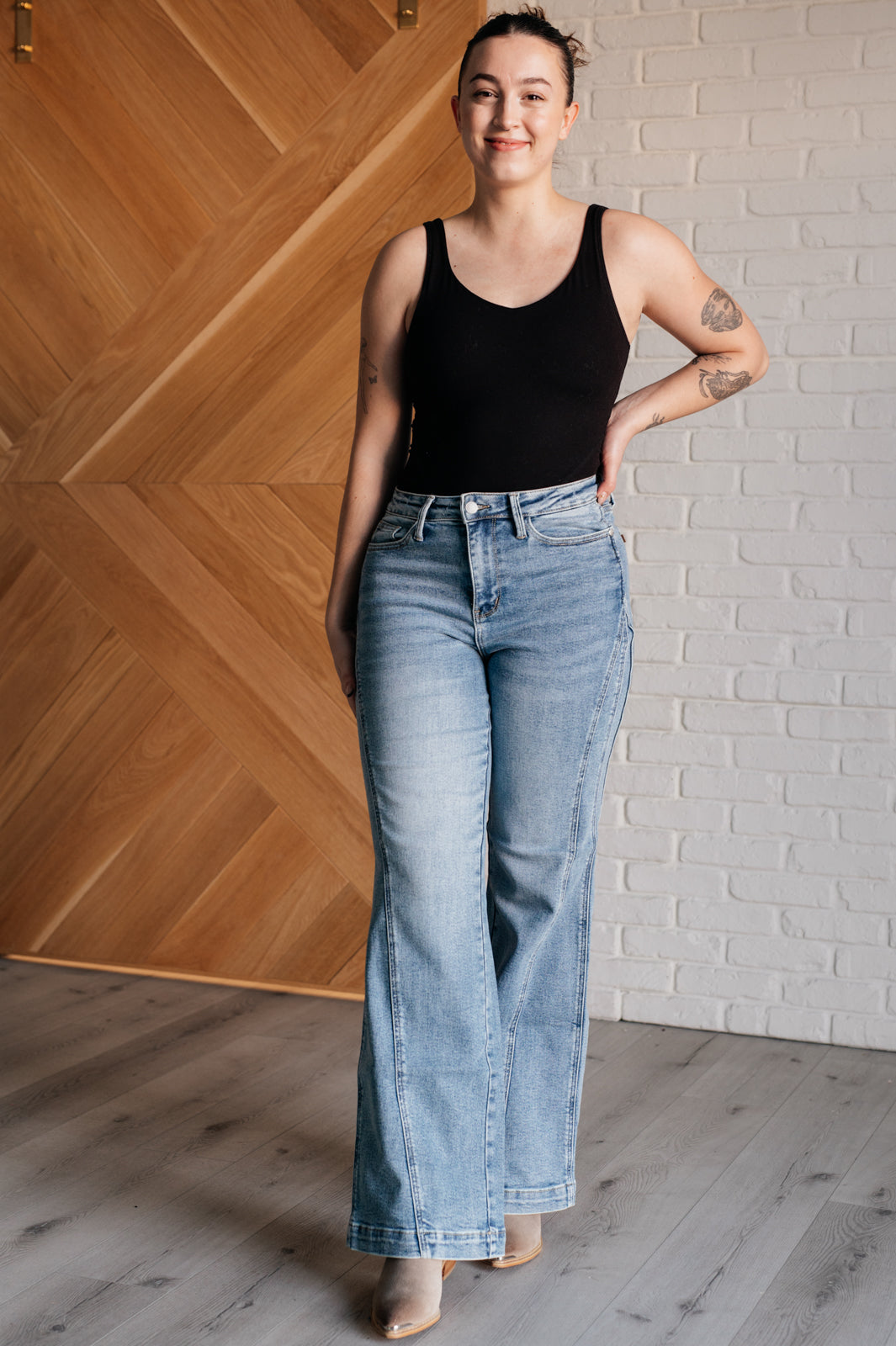 Judy Blue Side Seam Detail Wide Leg Jeans