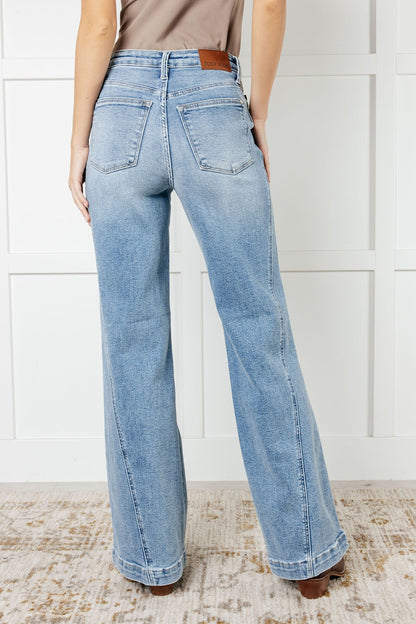 Judy Blue Side Seam Detail Wide Leg Jeans