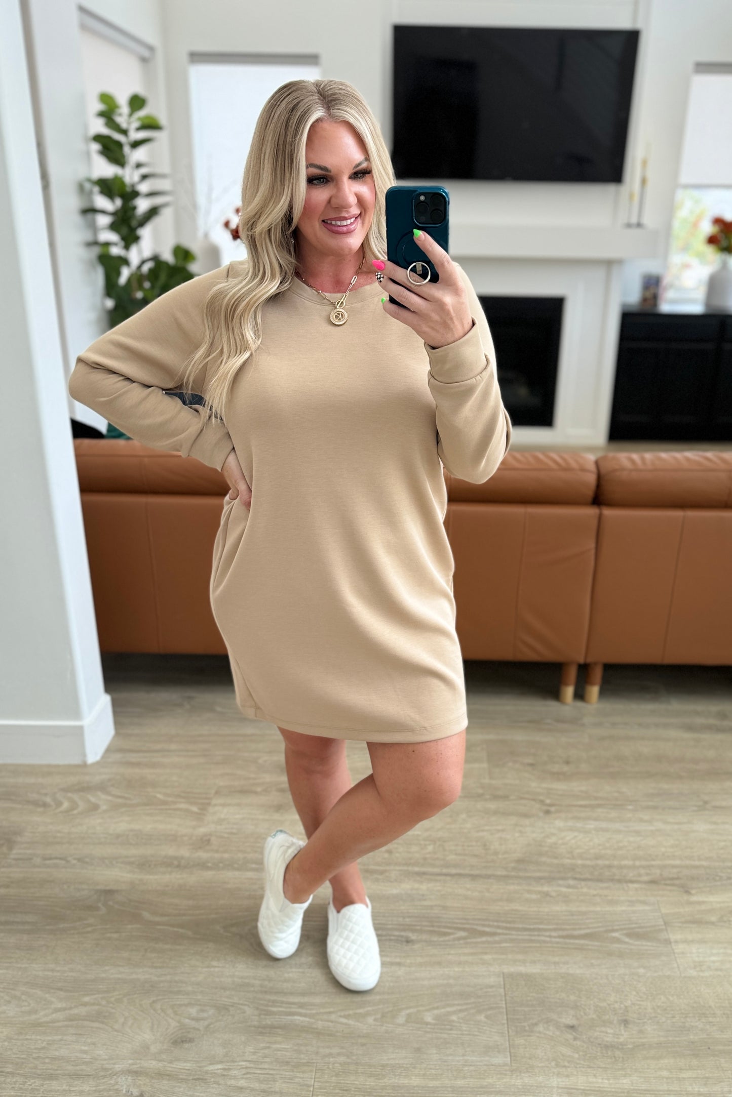 Khaki Shift Dress