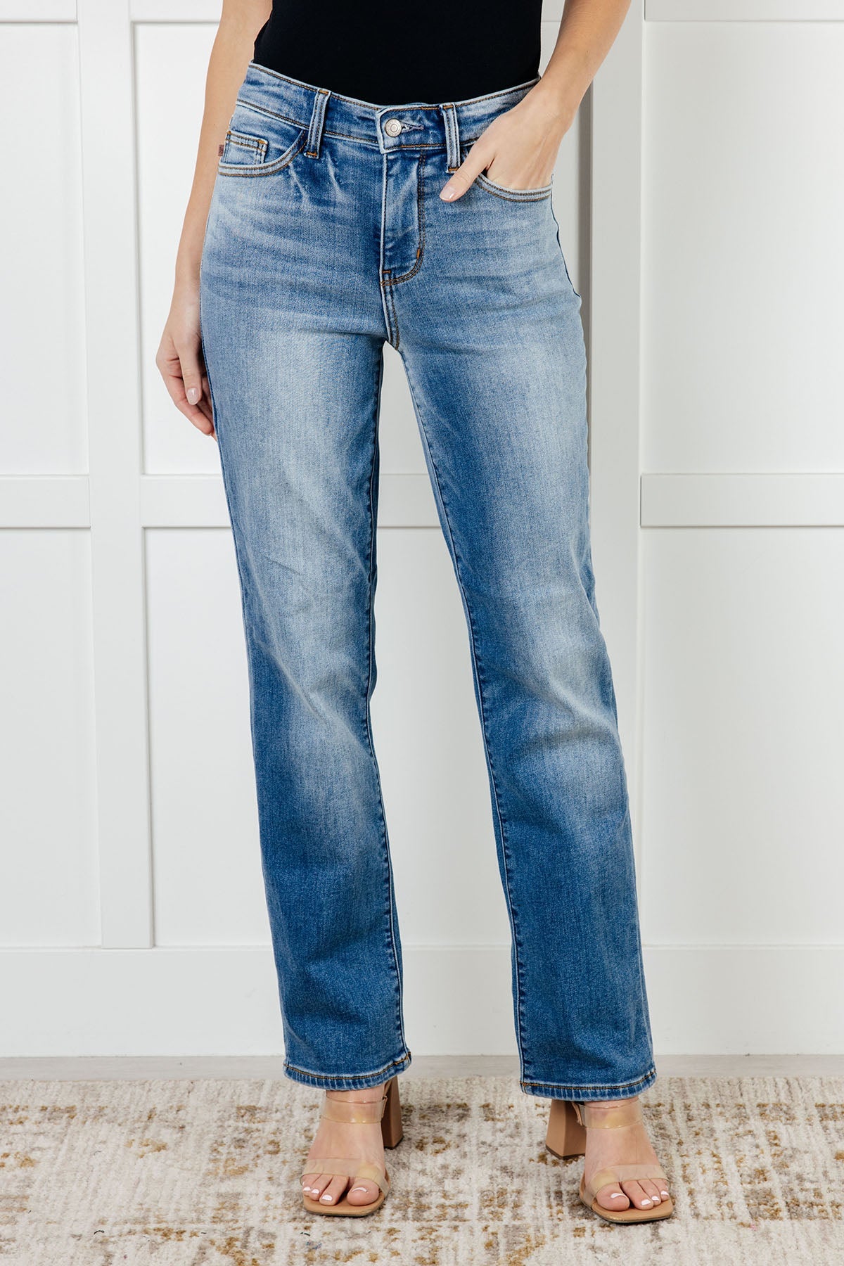 Judy Blue Vintage Wash Thermal Straight Jeans