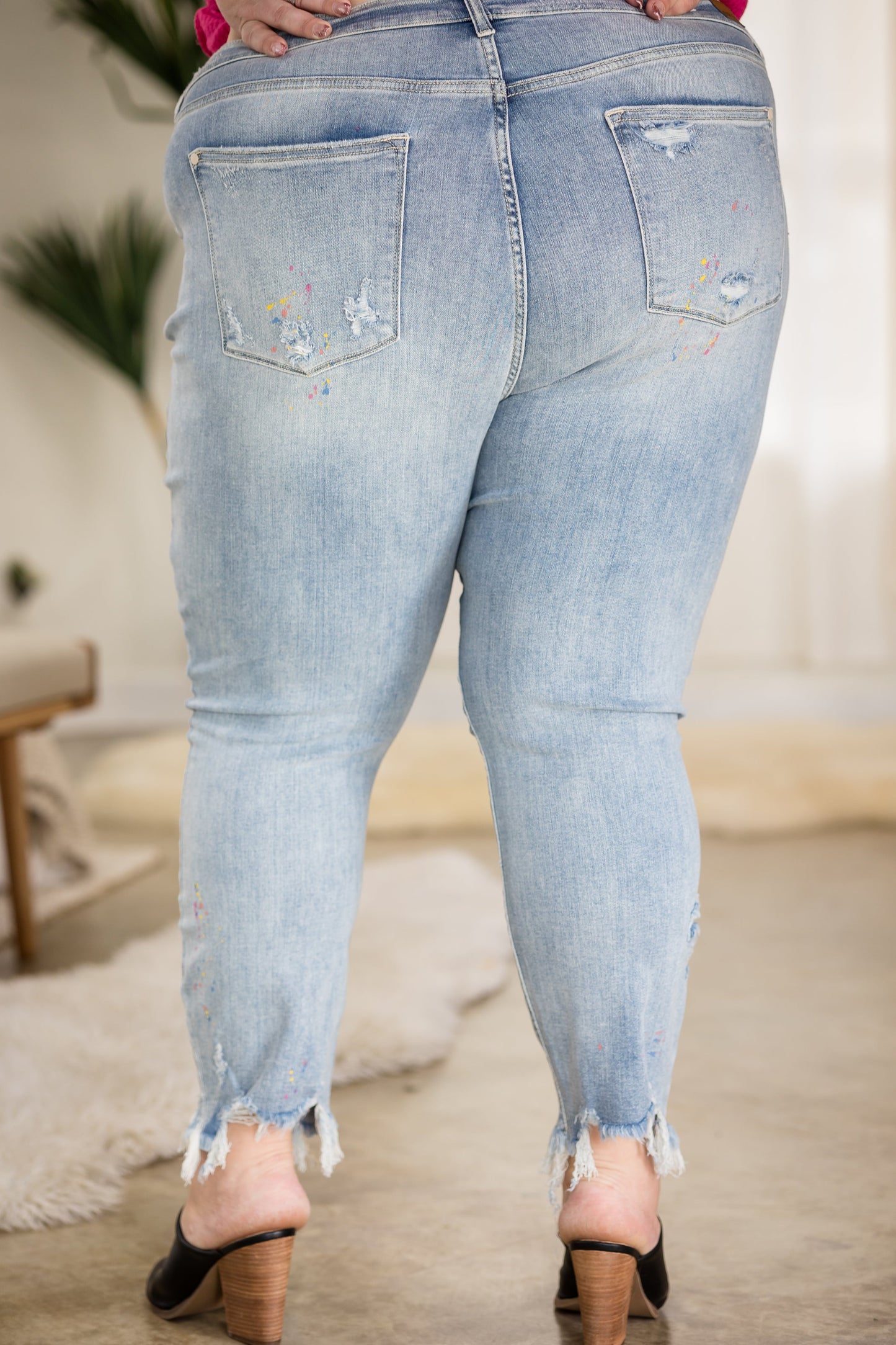 Judy Blue Paint Splatter Boyfriend Jeans