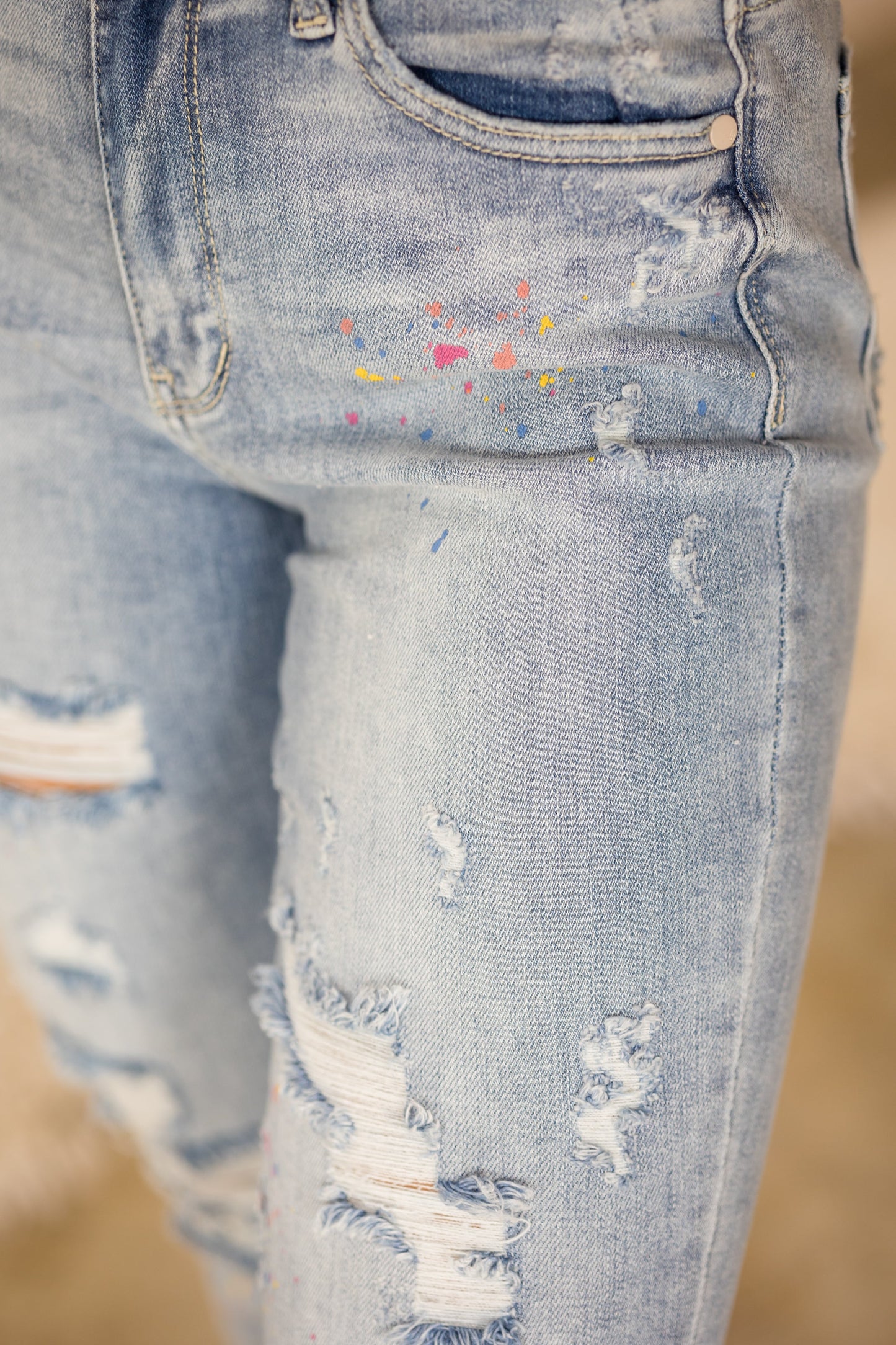 Judy Blue Paint Splatter Boyfriend Jeans