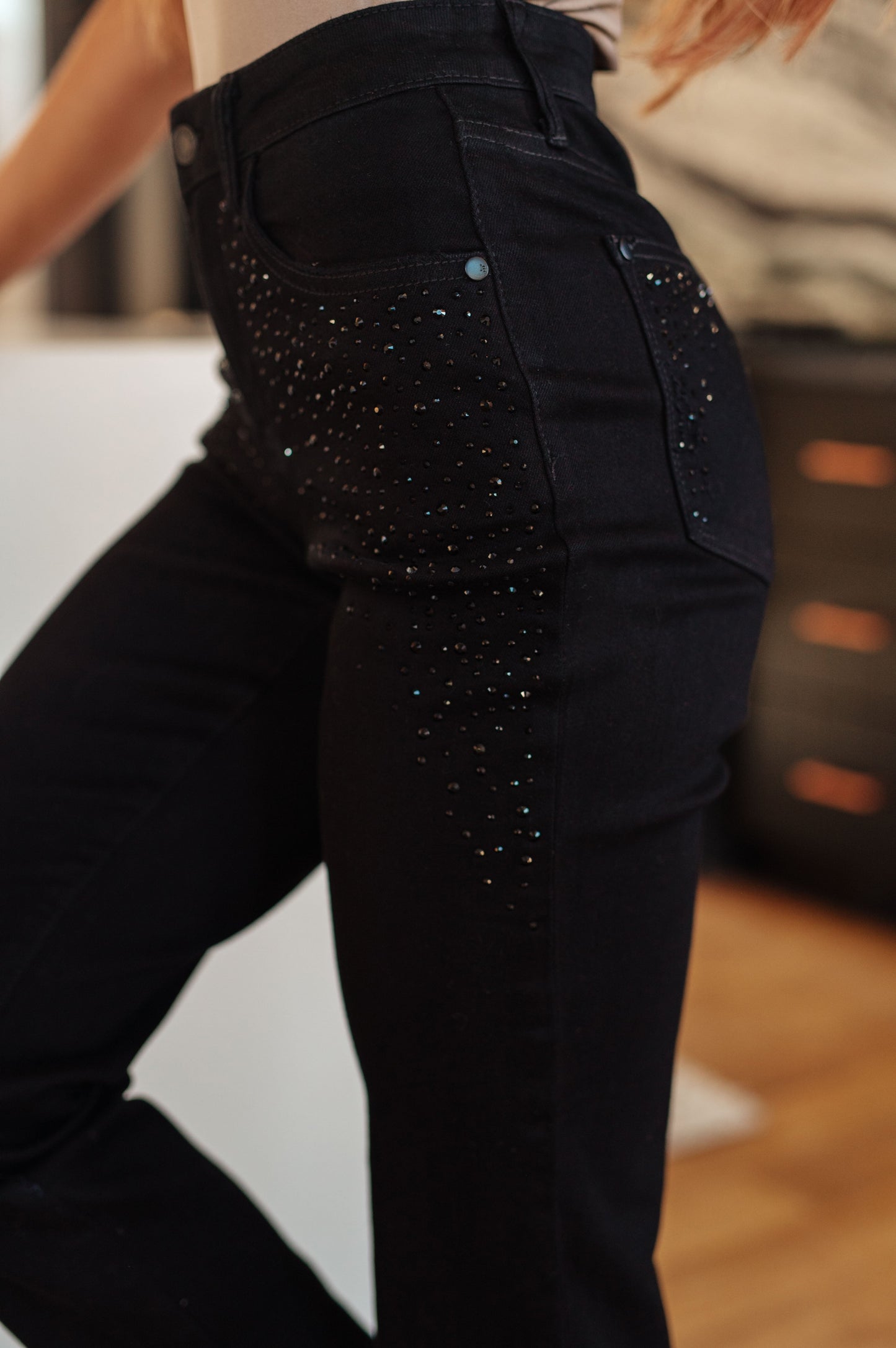 Judy Blue Black Rhinestone Slim Fit Jeans