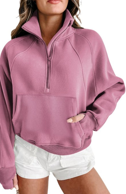 Fleece Quarter Zip Thumbhole Pullover