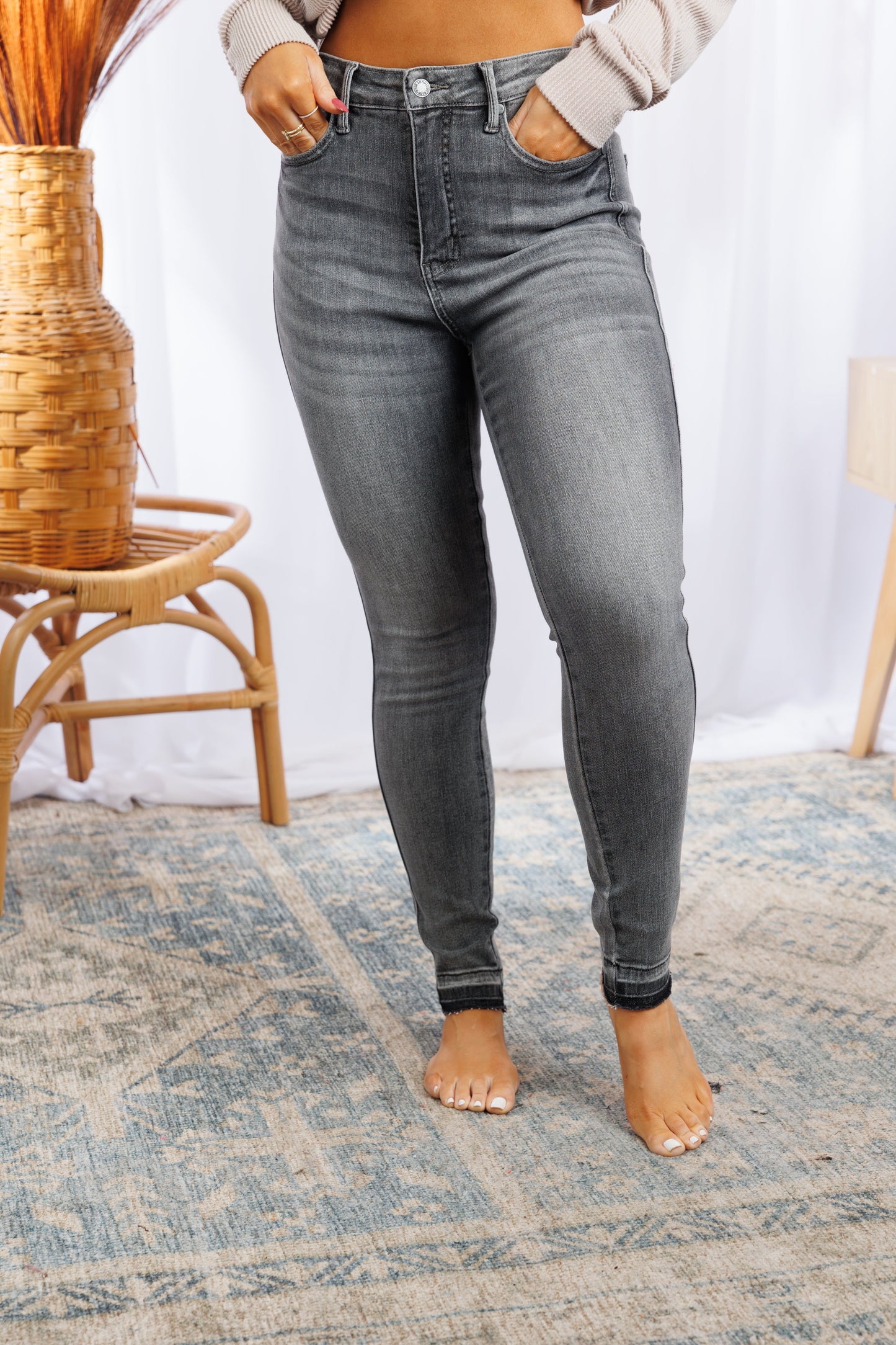 Judy Blue Tummy Control Black Acid Wash Jeans