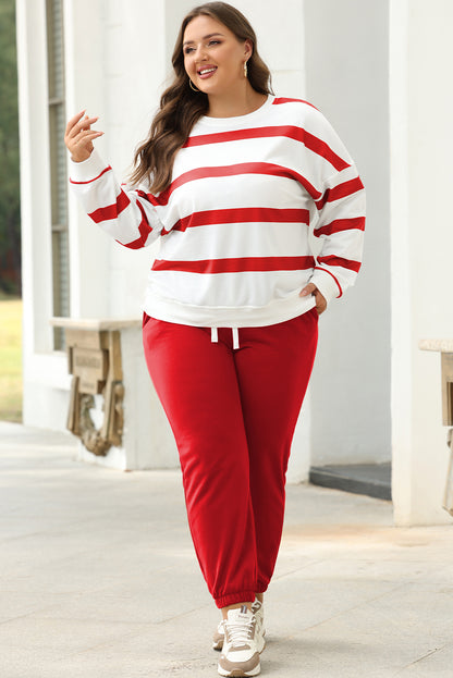 Red Stripe Pullover + Jogger Pants Set