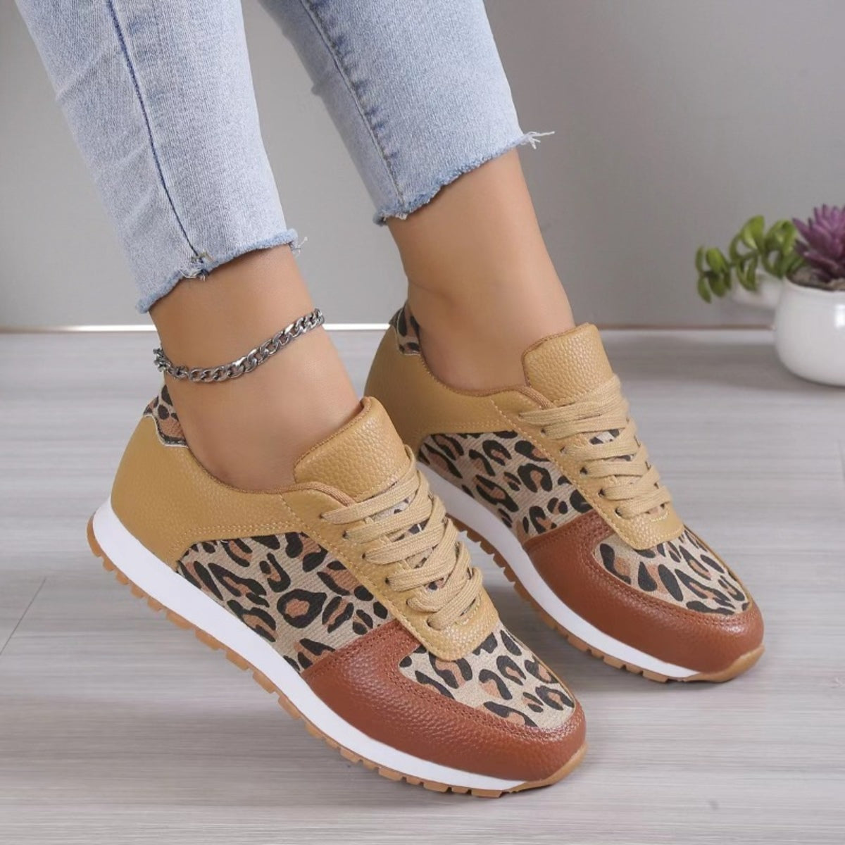 Printed Leather Sneakers