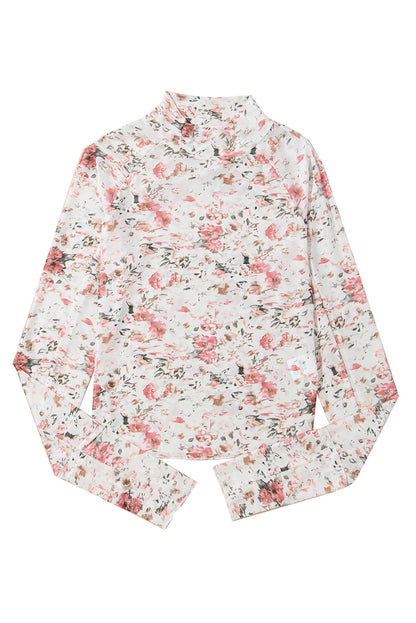 Floral Mesh Thumbhole Top