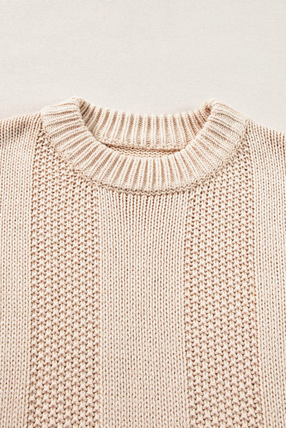 Khaki Textured Striped Sweater