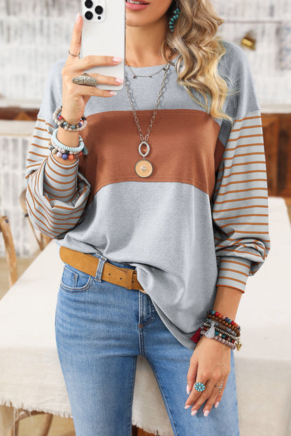 Colorblock Striped Long Sleeve Top