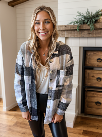 Plaid Button Shacket