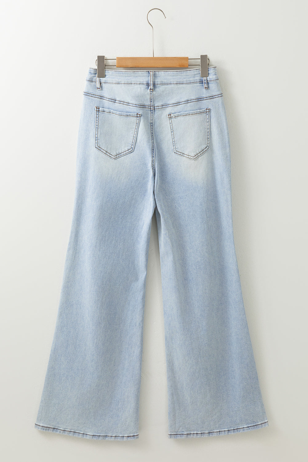 Light Wash Distressed High Waist Wide Leg Jeans