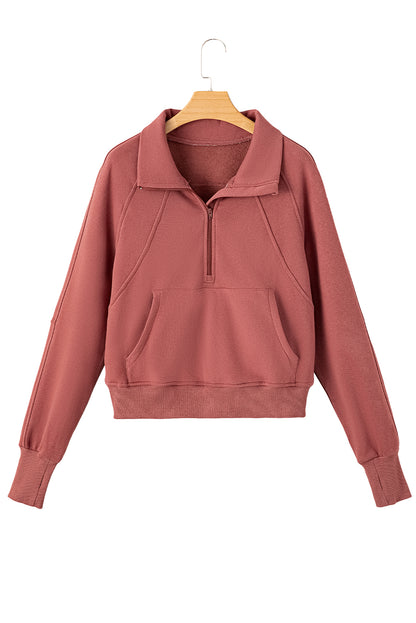 Fleece Quarter Zip Thumbhole Pullover