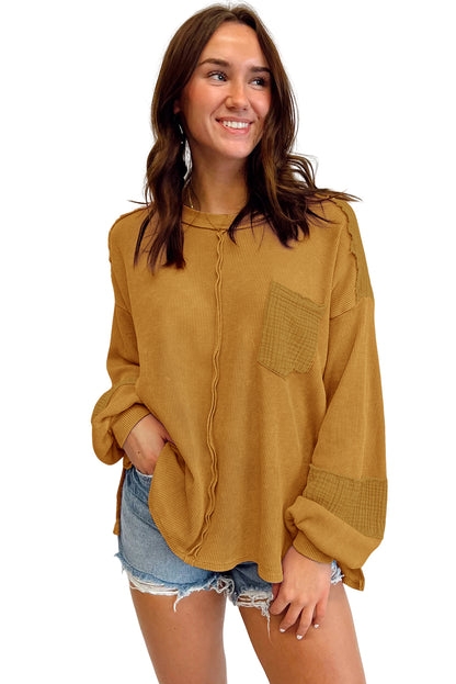 Oversized Contrast Front Pocket Top