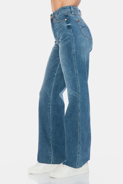 Judy Blue Tummy Control Raw Hem Straight Jeans