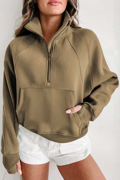 Fleece Quarter Zip Thumbhole Pullover