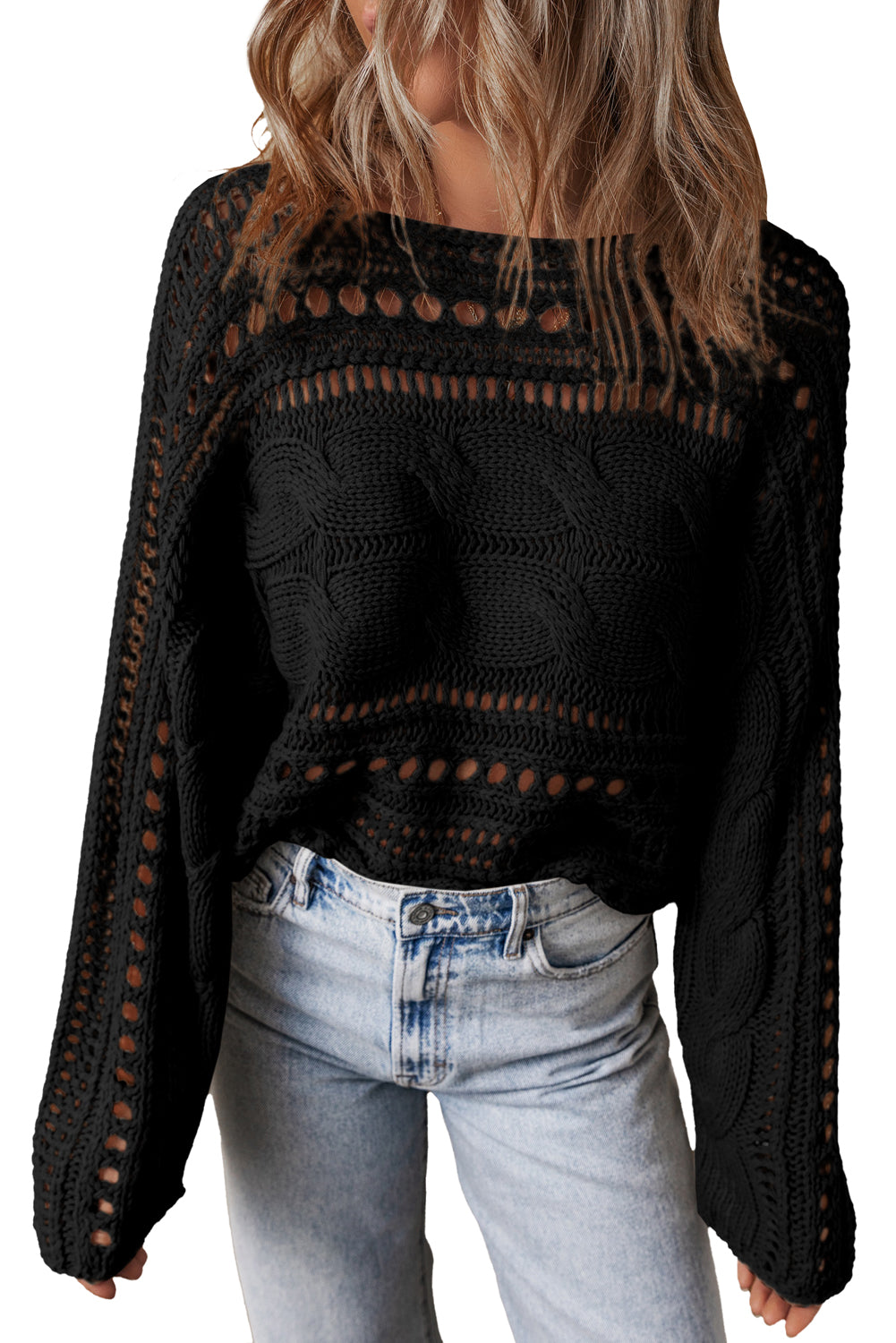 Cut Out Cable Knit Sweater