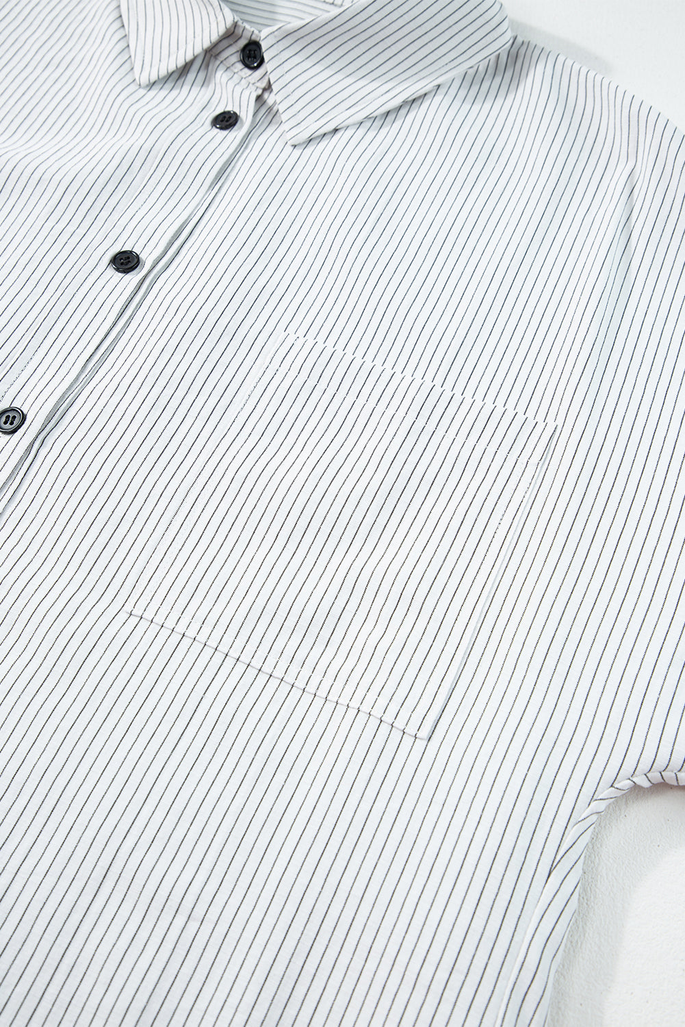 Striped Pocketed Tunic Button Up Shirt