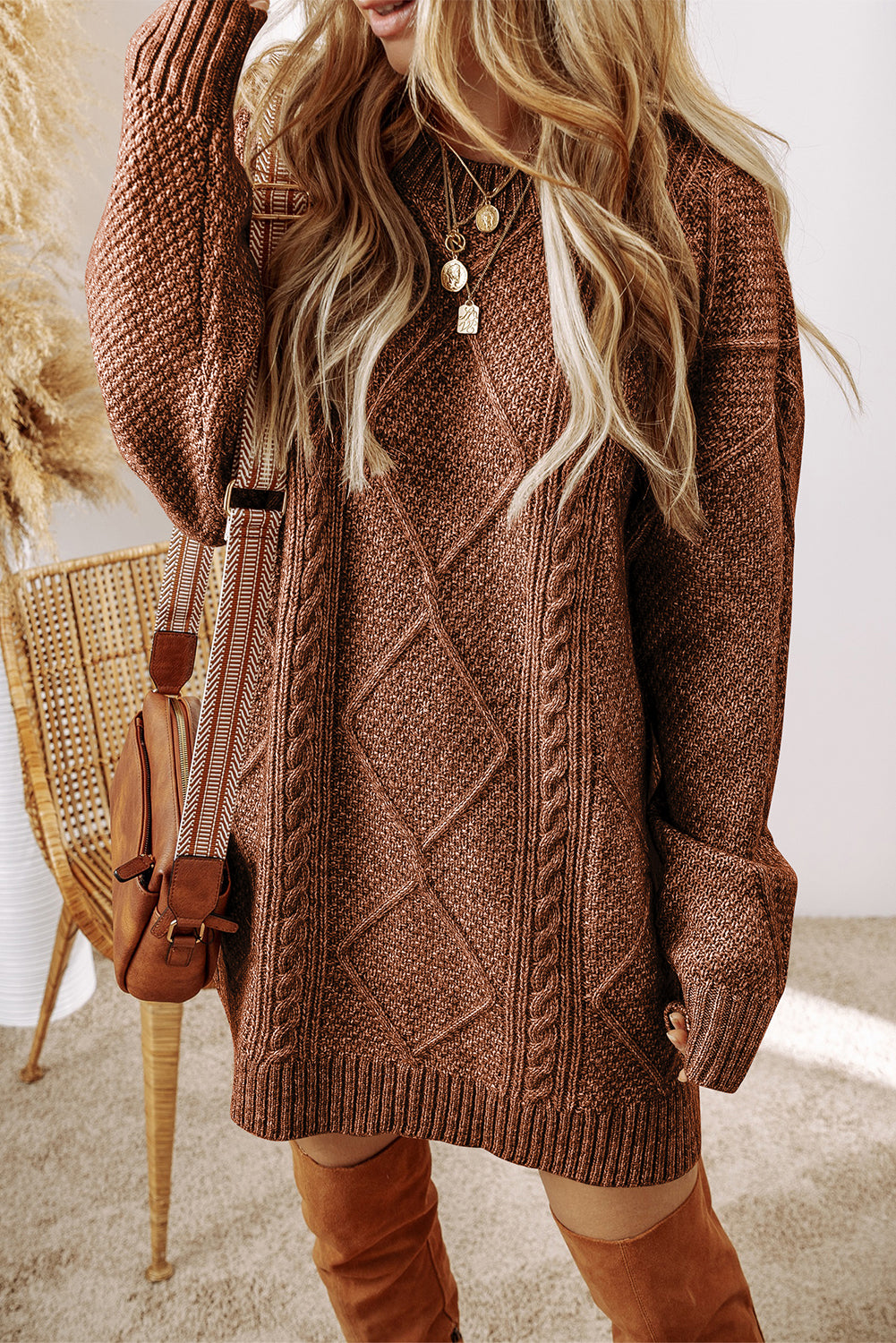 Cable Knit Sweater Dress