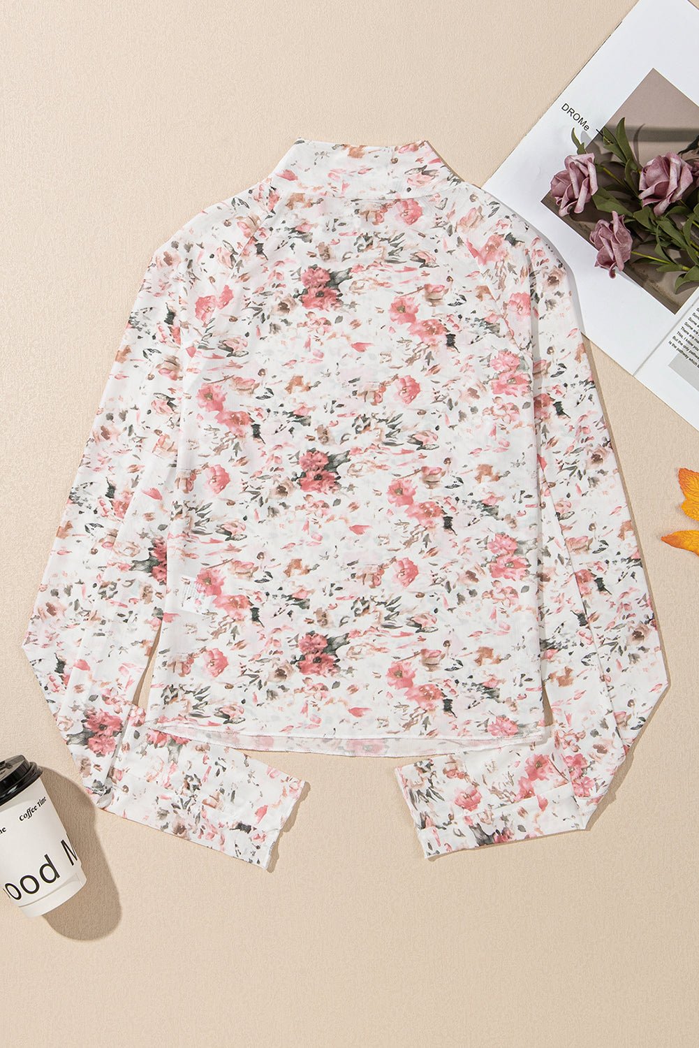 Floral Mesh Thumbhole Top