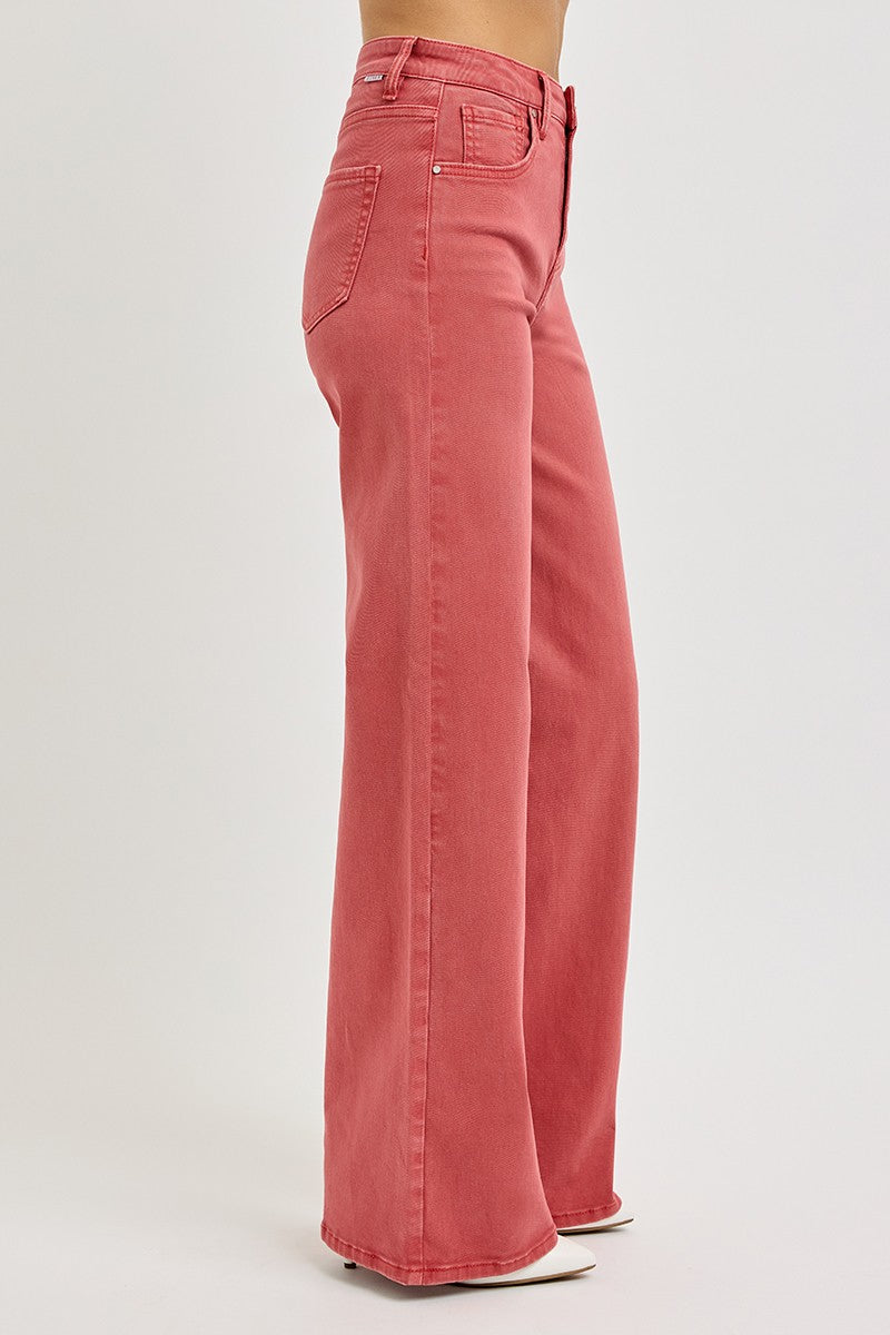 Risen Tummy Control Terracotta Wide Leg Jeans