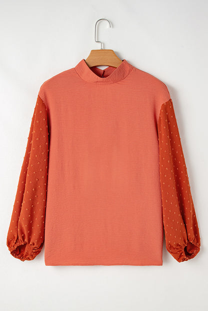 Copper Swiss Dot Balloon Sleeve Blouse