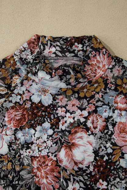 Floral Mesh Thumbhole Top