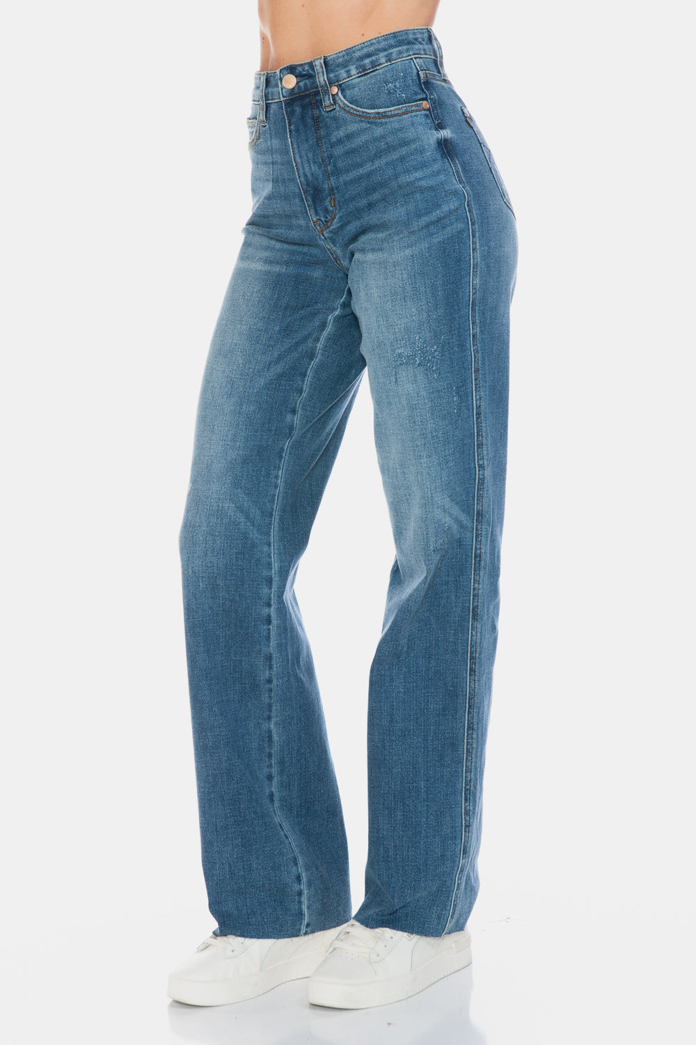 Judy Blue Tummy Control Raw Hem Straight Jeans