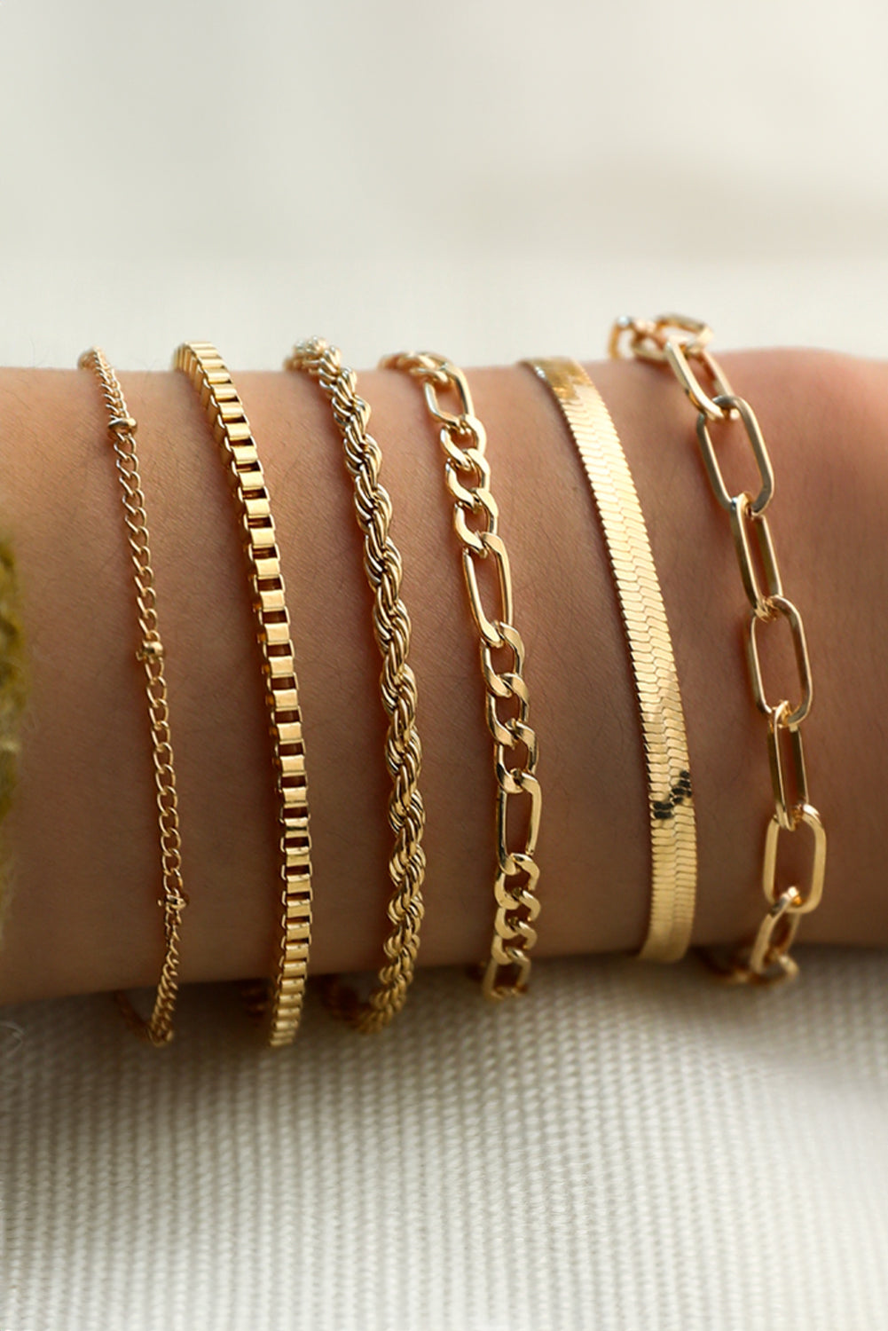 Gold Adjustable Chain Bracelet Set