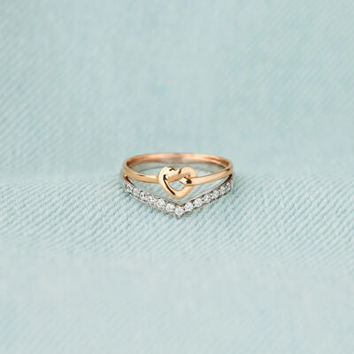 Knotted Heart Shape Inlaid Zircon Ring