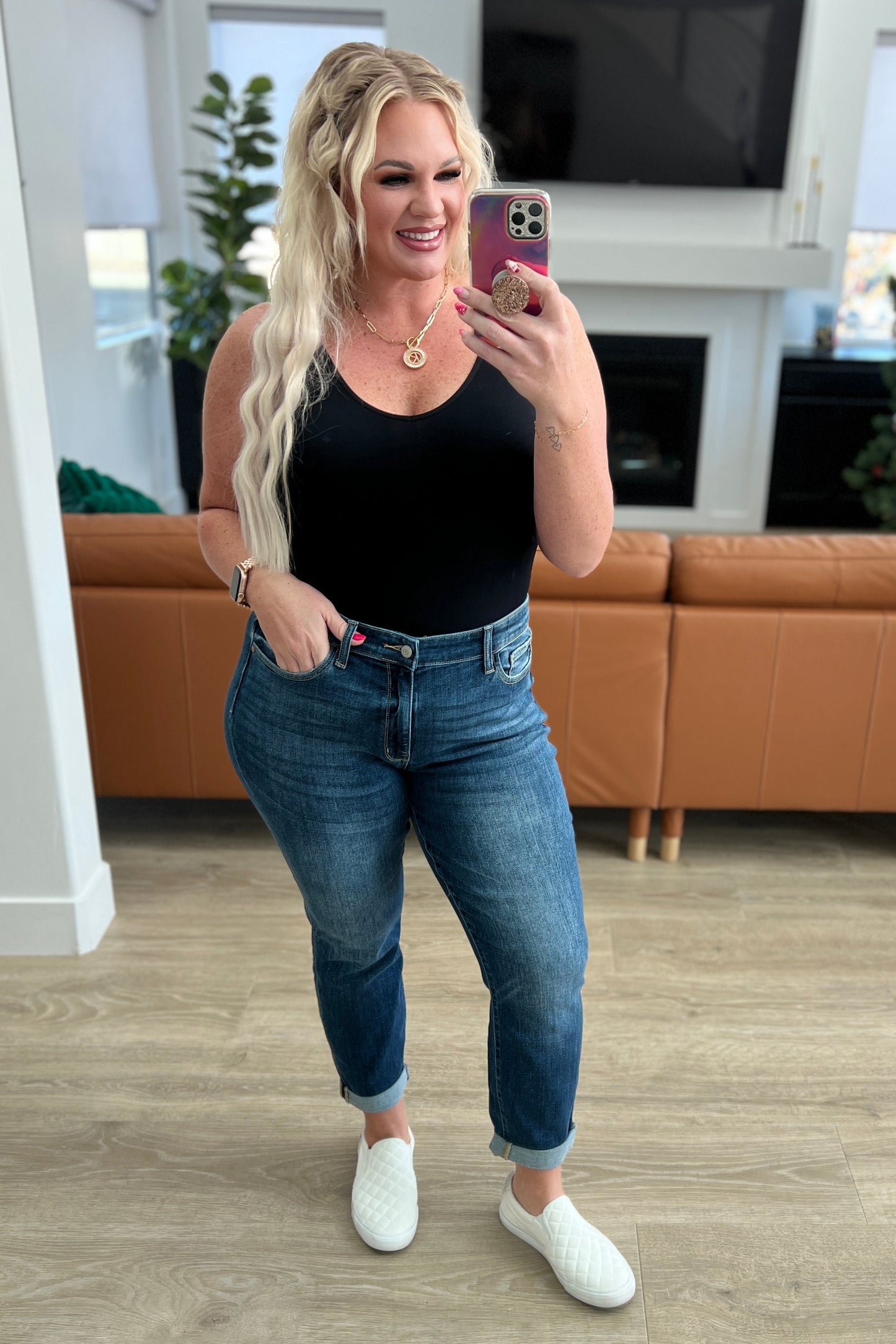 Judy Blue Cuffed Boyfriend Jeans