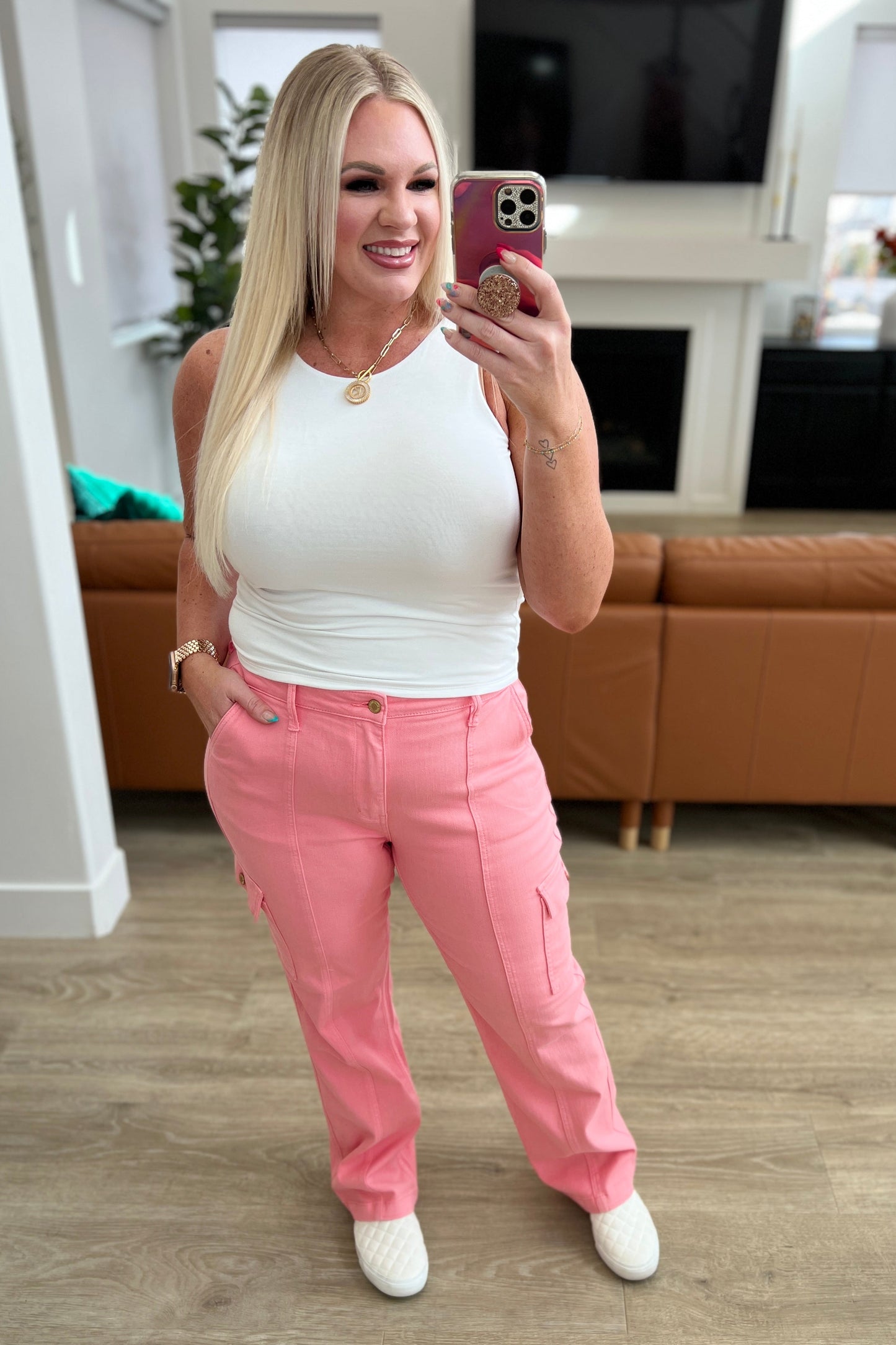 Judy Blue Pink Cargo Jeans