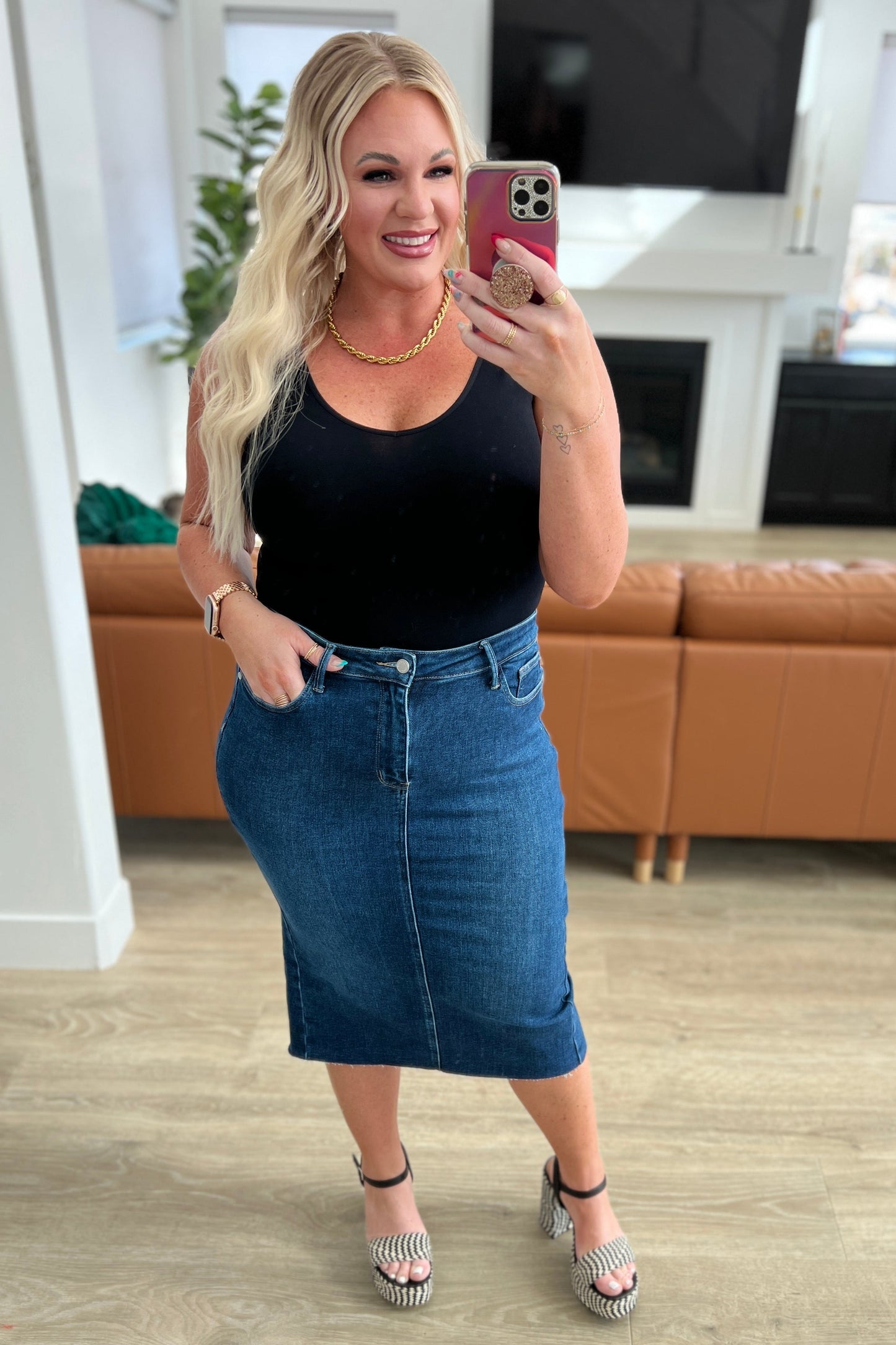 Judy Blue Midi Denim Skirt