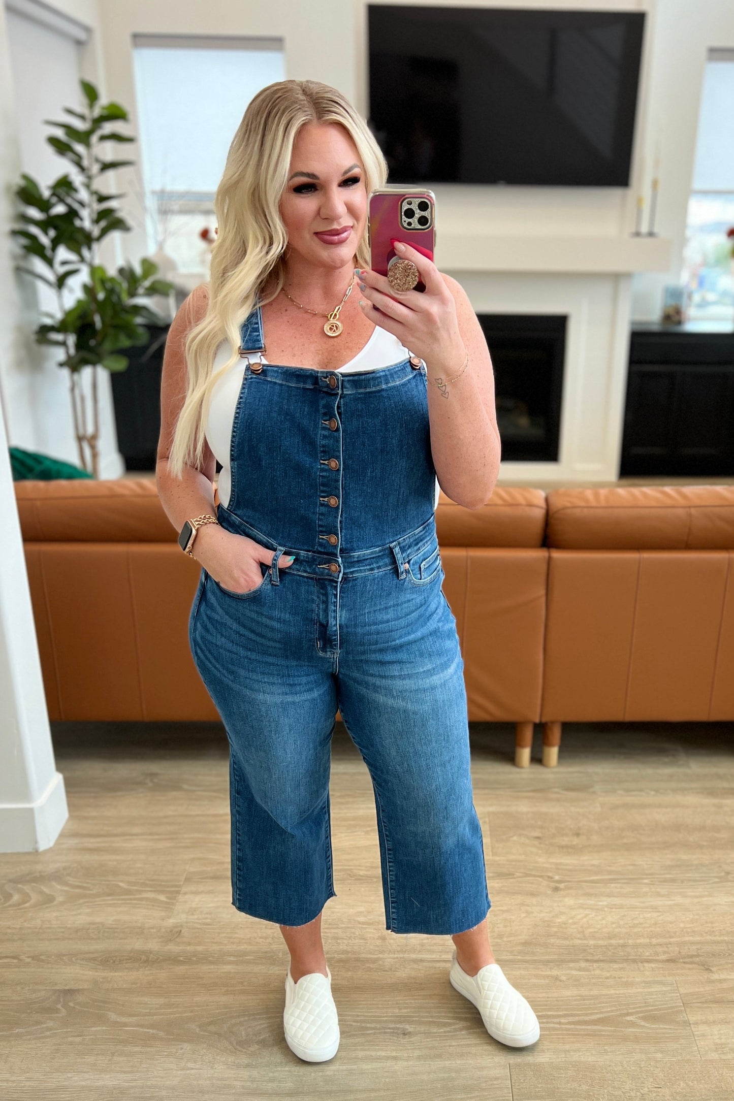 Judy Blue Button Up Crop Overalls