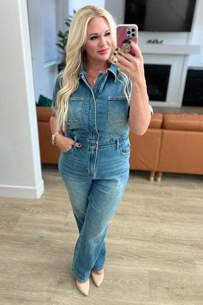 Judy Blue Short Sleeve Denim Jumpsuit