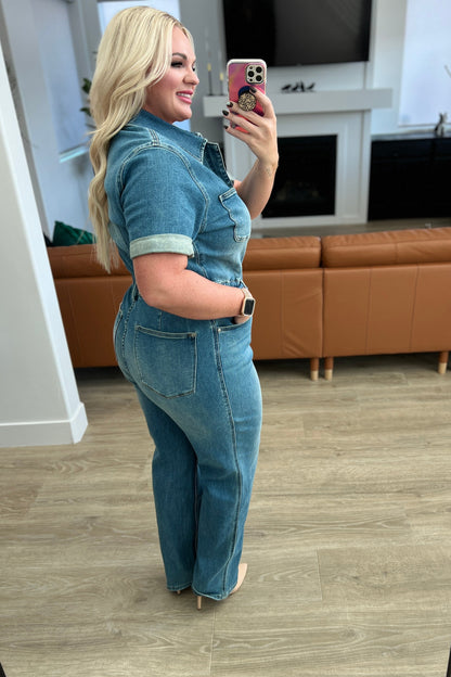 Judy Blue Short Sleeve Denim Jumpsuit