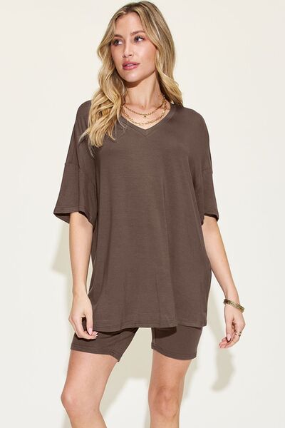 Basic V-Neck Tee + Shorts Set